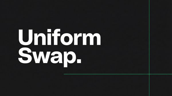 Minimalist blog header with "Uniform Swap." text in bold white on dark grey background