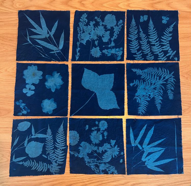 Sun-print napkins: a family summer project