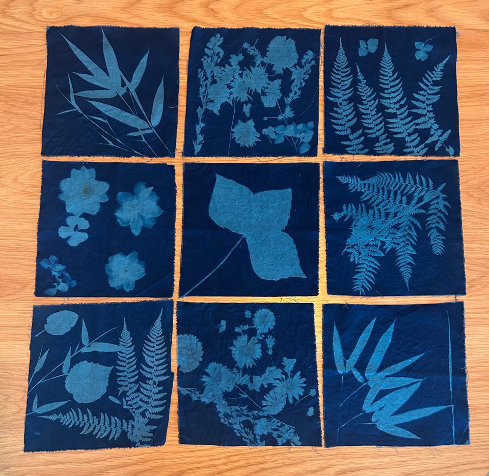 Sun-print napkins: a family summer project
