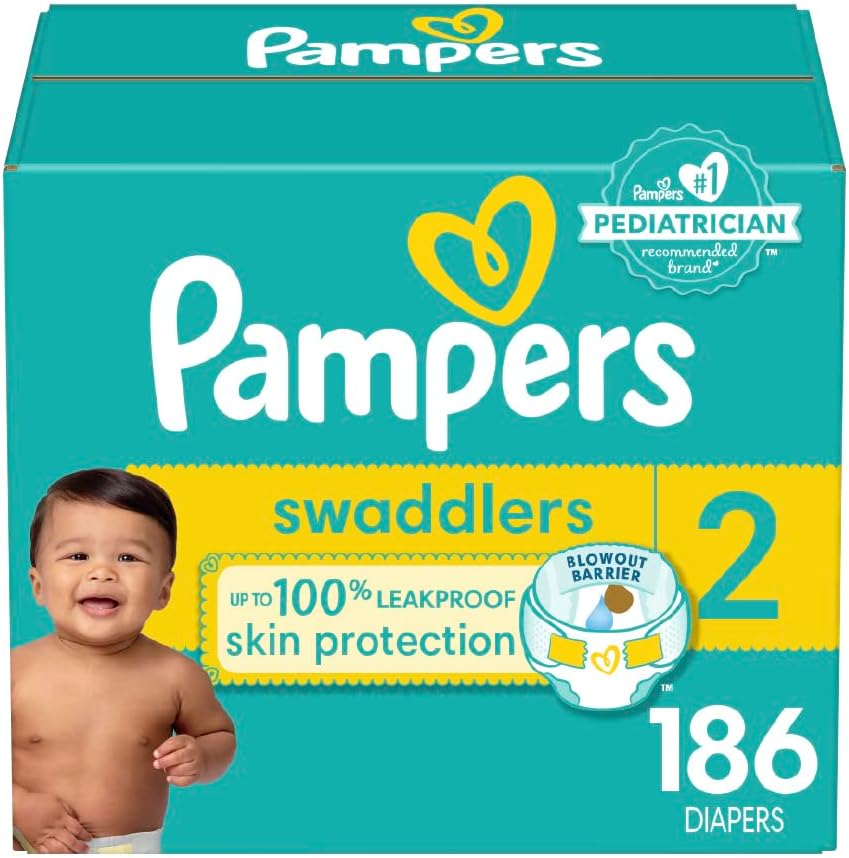 Pampers Baby Diapers - Swaddlers - Size 2, 186 Count, Ultra Absorbent Disposable Infant Diaper