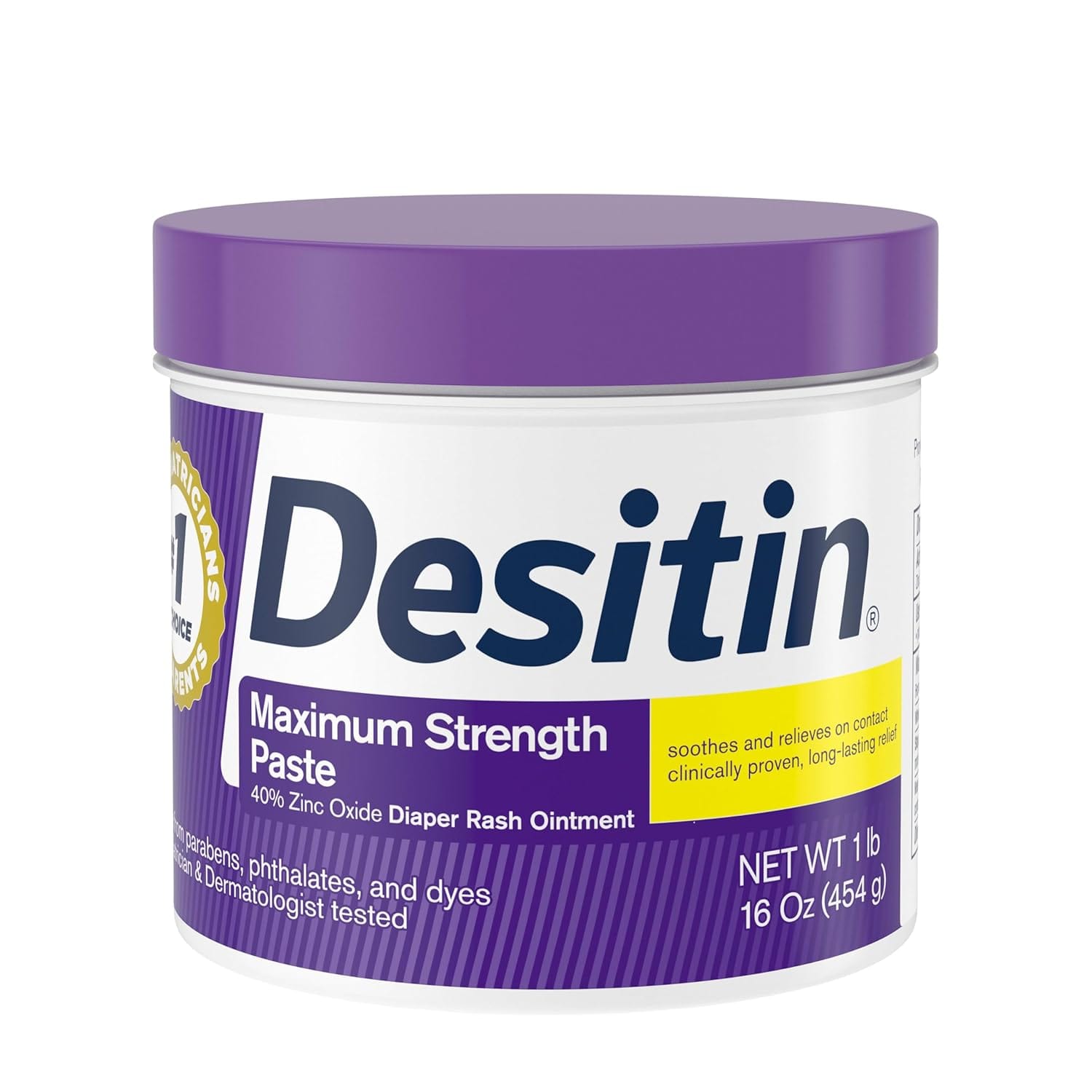 Desitin Maximum Strength Baby Diaper Rash Cream, 40% Zinc Oxide for Treatment, Relief & Prevention, Hypoallergenic, Phthalate- & Paraben-Free Paste