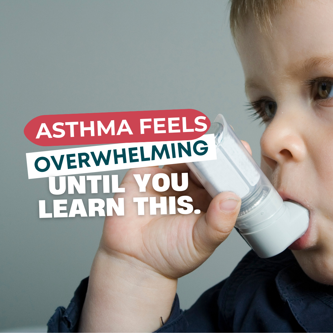 Asthma Feels Overwhelming—Until You Learn This title with boy using inhaler