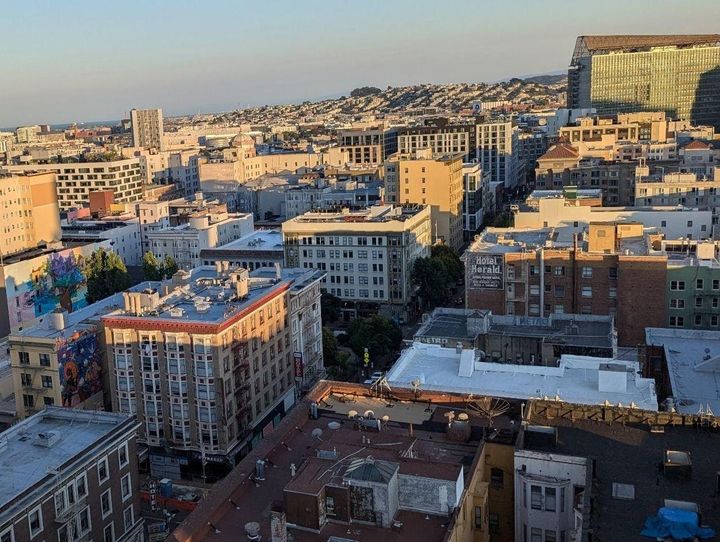 A rooftop view of the southeast section of the Tenderloin.