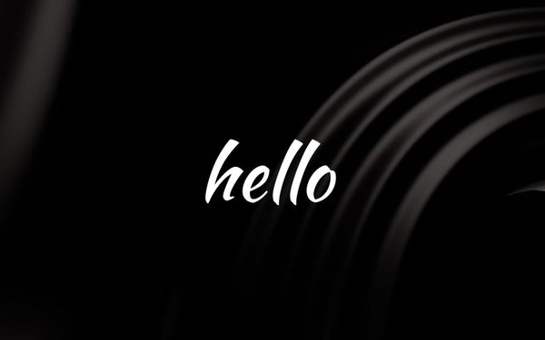 black background with depth details; italics text says "hello"