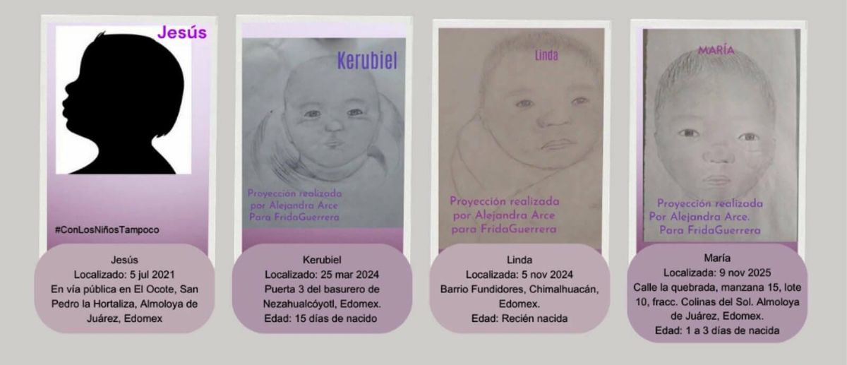 Eitan, César, Guadalupe, Lalito, Violeta, Alexa, Carlitos y 11 bebés sin identidad