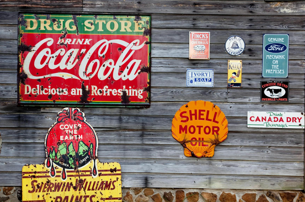vintage signs advertising goods 