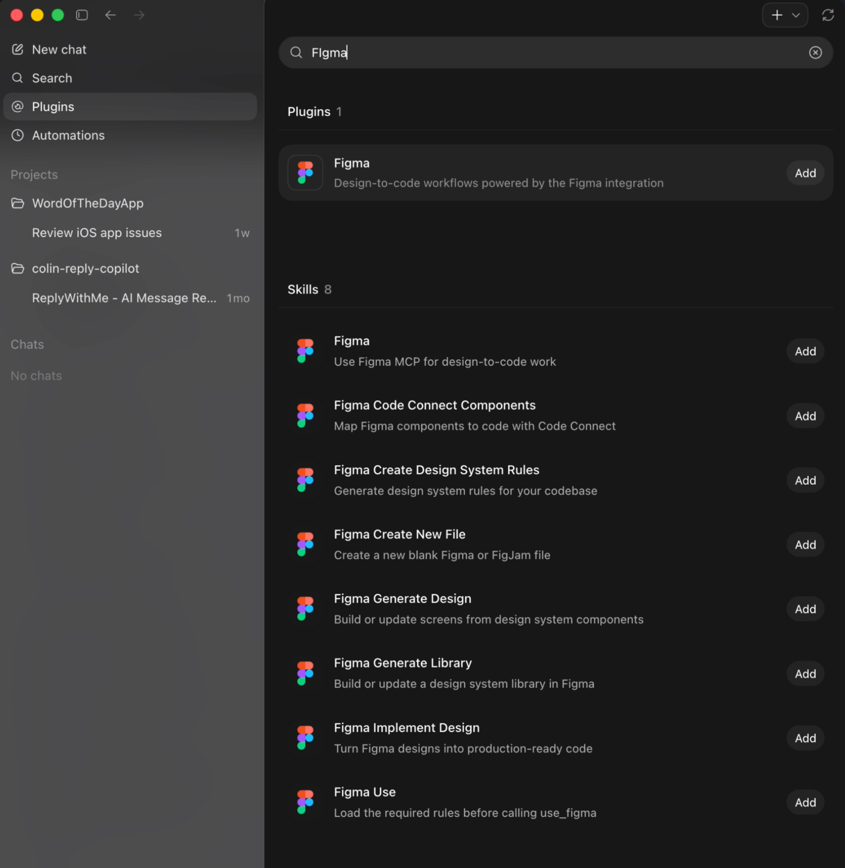 Search for Figma Plugin in Codex