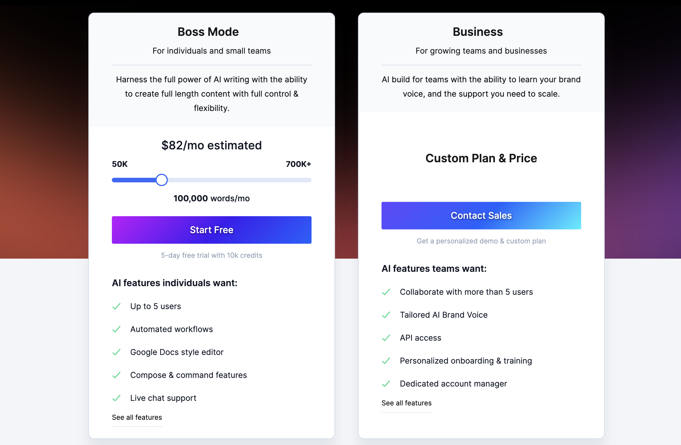 Jarvis Pricing including starter mode and boss mode