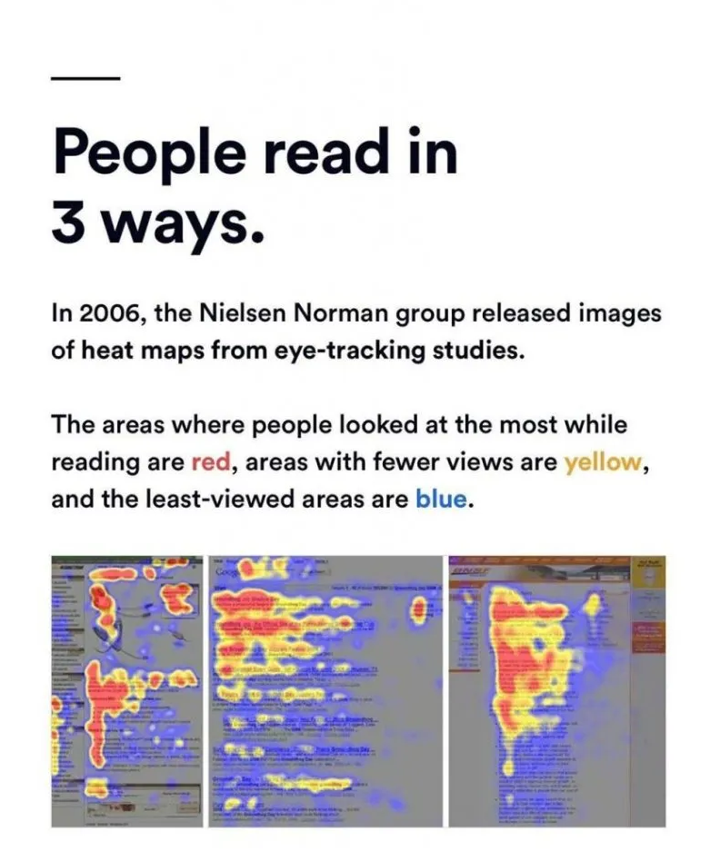 Emails read in an F shape image