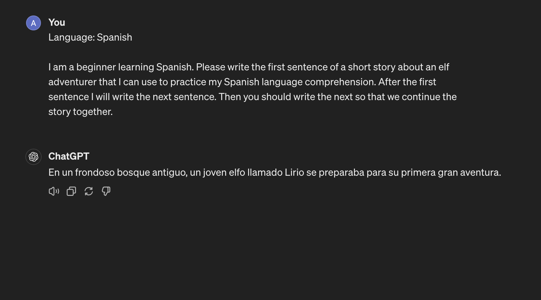 ChatGPT can create a language learning game