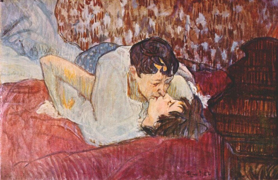 Can we find lesbian scenes in famous paintings before 1850?