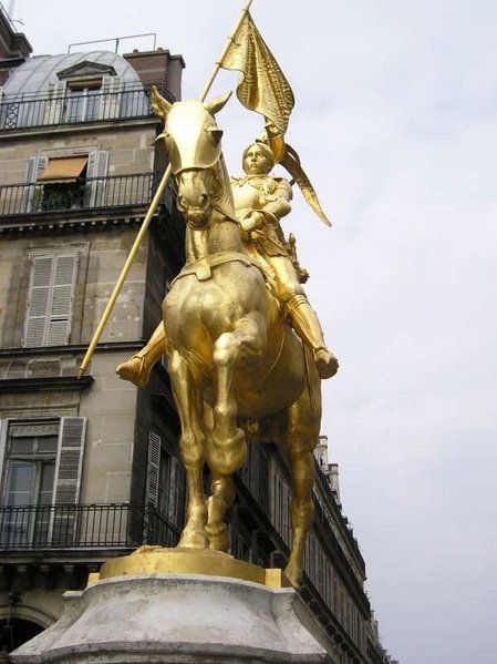 Statue of Joan of Arc in the Place des Pyramides, in Paris. It was designed by Emmanuel Fremiet in 1874.