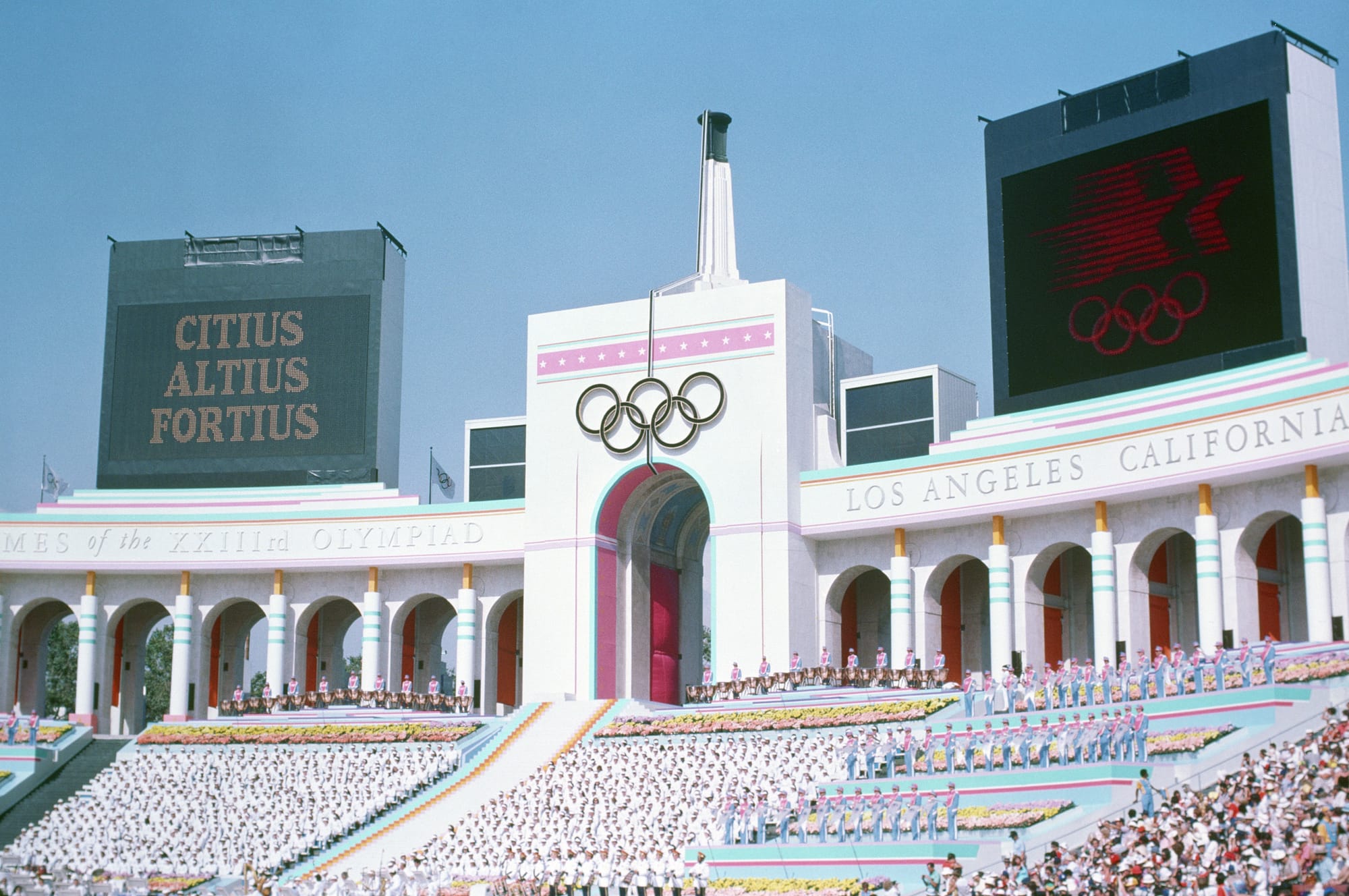 The Opening Ceremony at the Los Angeles Coliseum in the 1984 Summer Olympics.