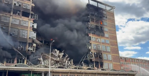 Massive blaze causes warehouse collapse in Zlín, Czech Republic