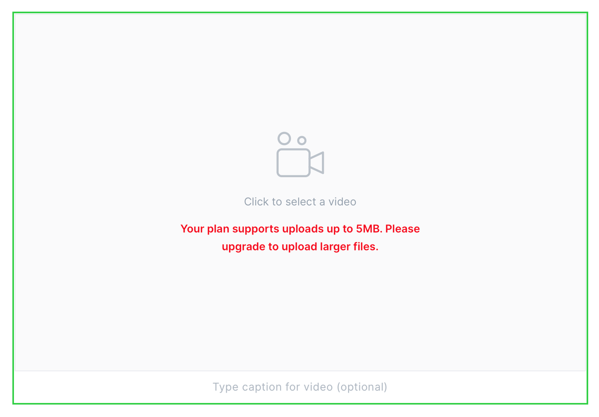 This is a screencap of the upload limit screen; not an error message!