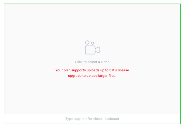 This is a screencap of the upload limit screen; not an error message!