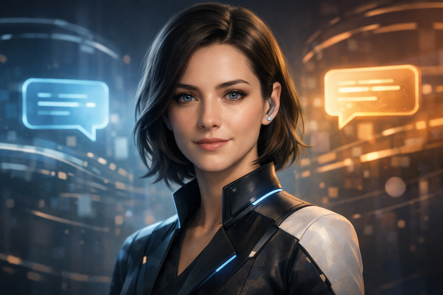 Stylized AI character portrait representing a conversational AI persona designed for immersive dialogue, roleplay scenarios, and personalized interaction