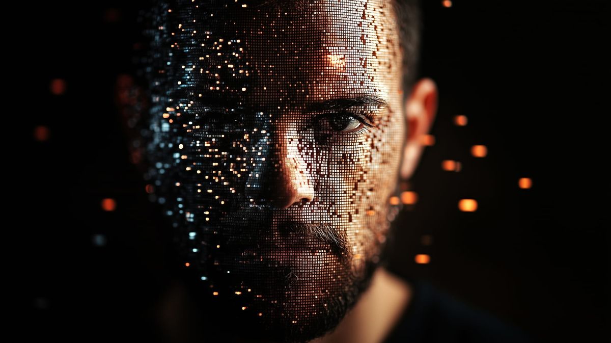 Image of a head of a man made of many small pixels