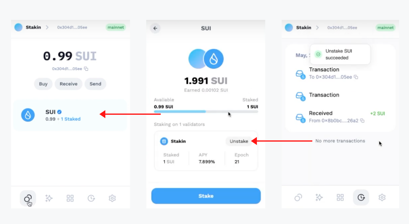 Suiet-Wallet-Unstake-interface