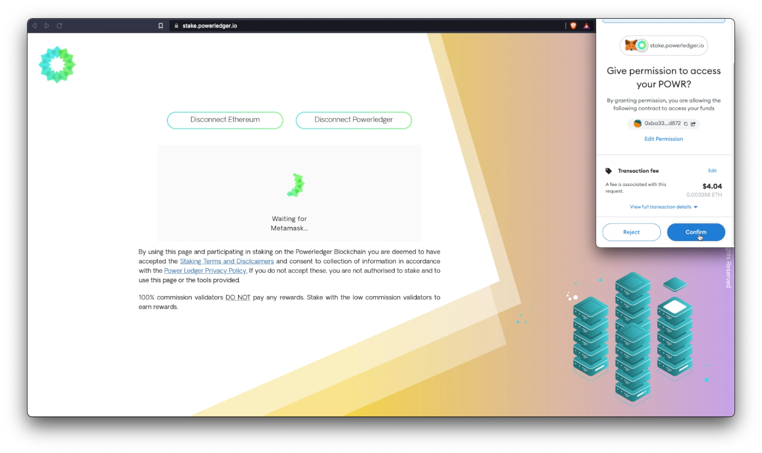 MetaMask wallet extension - give permission to access POWR