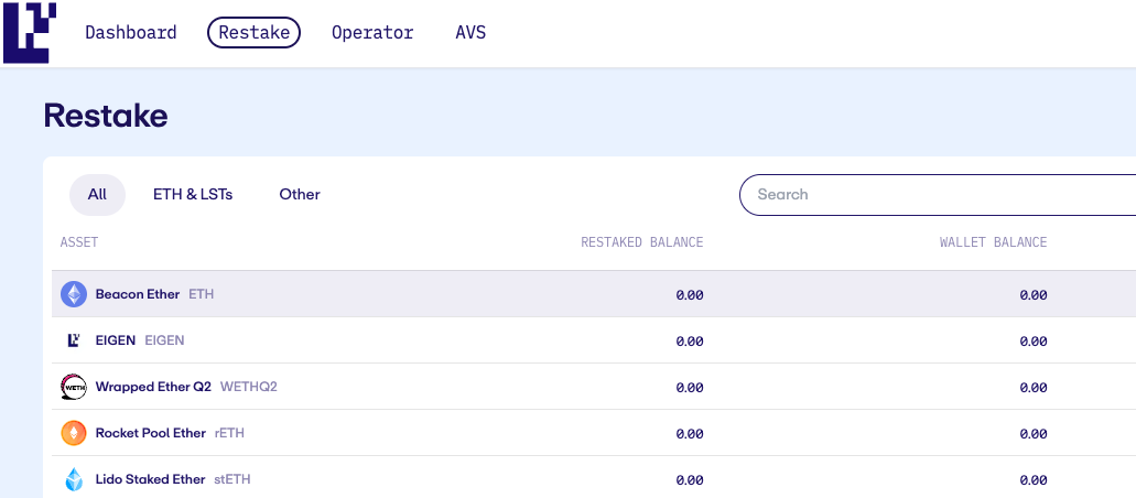 Restake Beacon Ether ETH