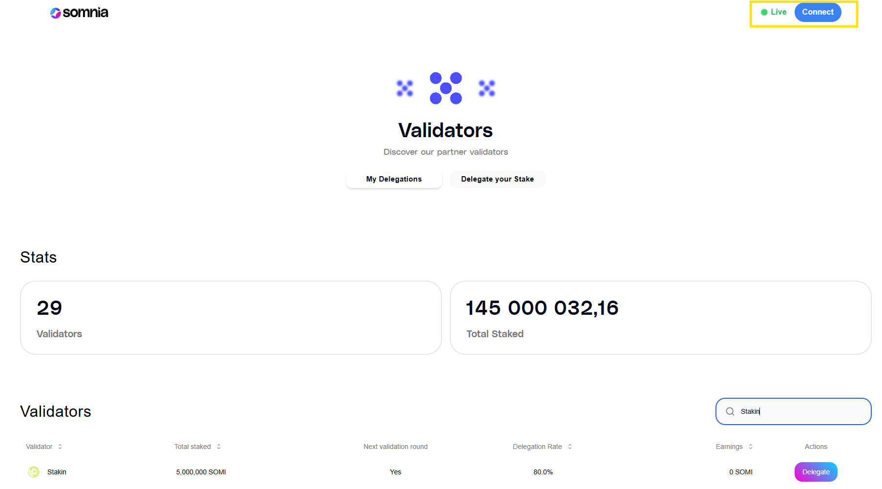 Stake SOMI with Stakin