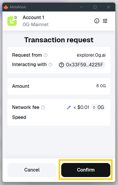 Confirm the delegation transaction