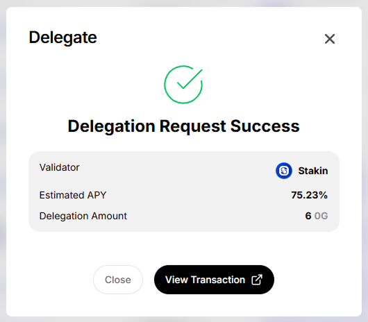 Delegation Request Success