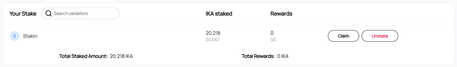 Claim and Unstake IKA 