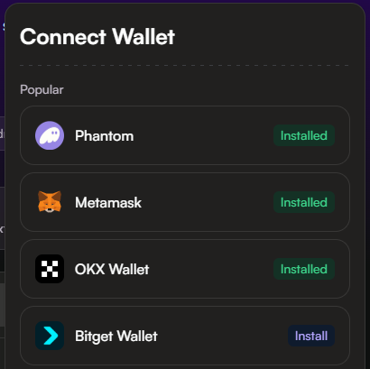 Choose any supported wallet for staking Monad