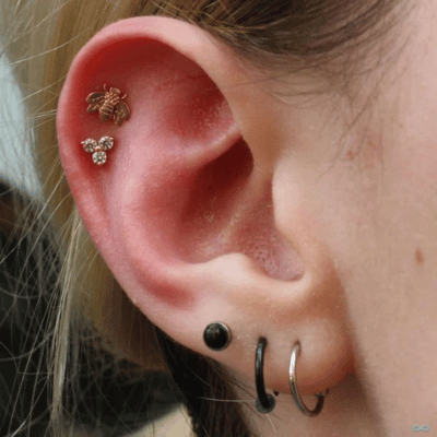 LeRoi bee press-fit end in gold flat back earring
