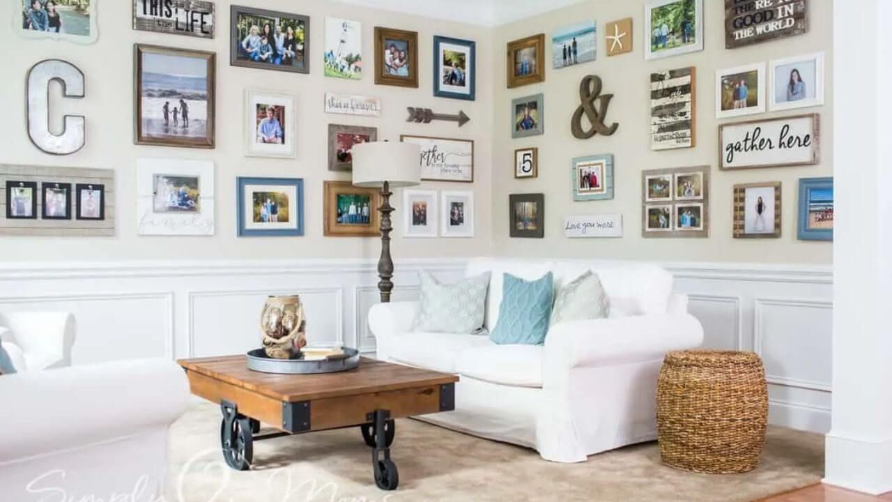 Example of decorating a large wall farmhouse-style
