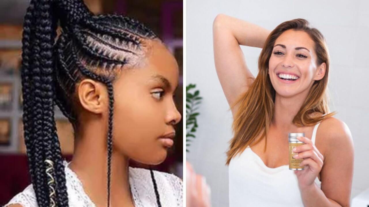 Women showing their hair after using a hair wax stick