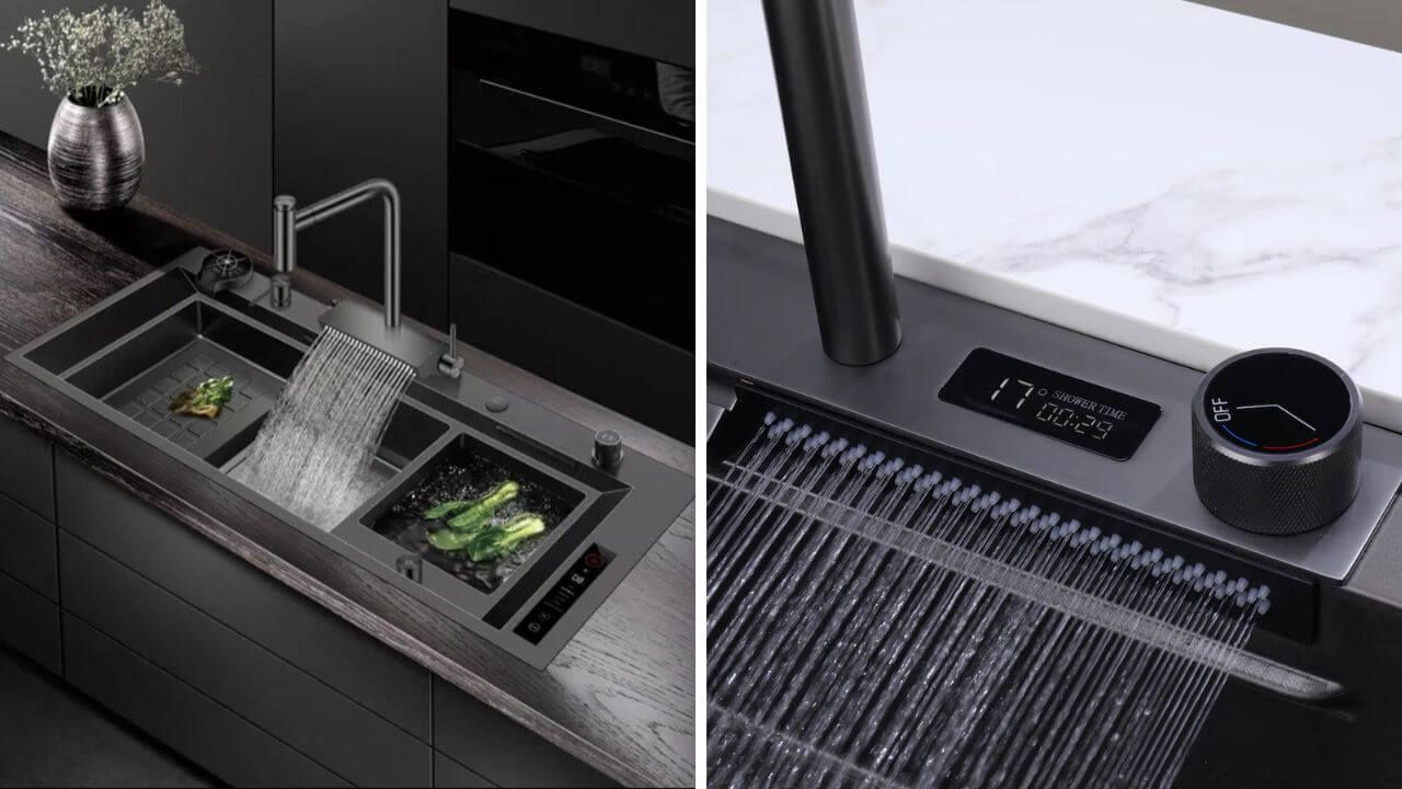 Viewing two areas where problems can occur in a waterfall sink