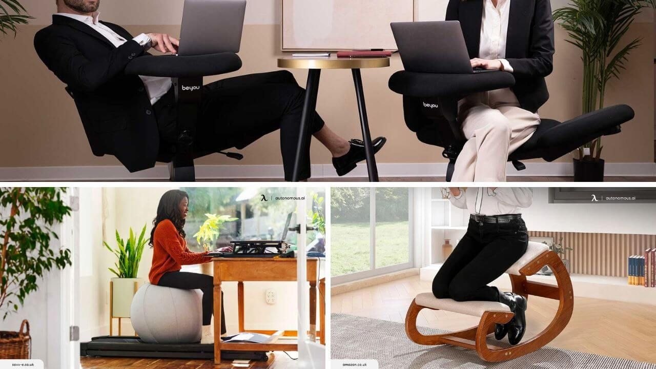 Three different styles of specialized chairs for ADHD treatment