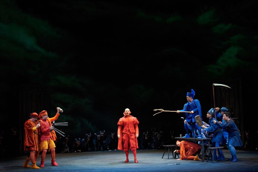 Theater Koblenz / Faust von Louis Spohr - Hier : Sebastian Haake, Peter Rembold, Christoph Plessers, Marco Kilian, Junho Lee © Matthias Baus / Theater Koblenz