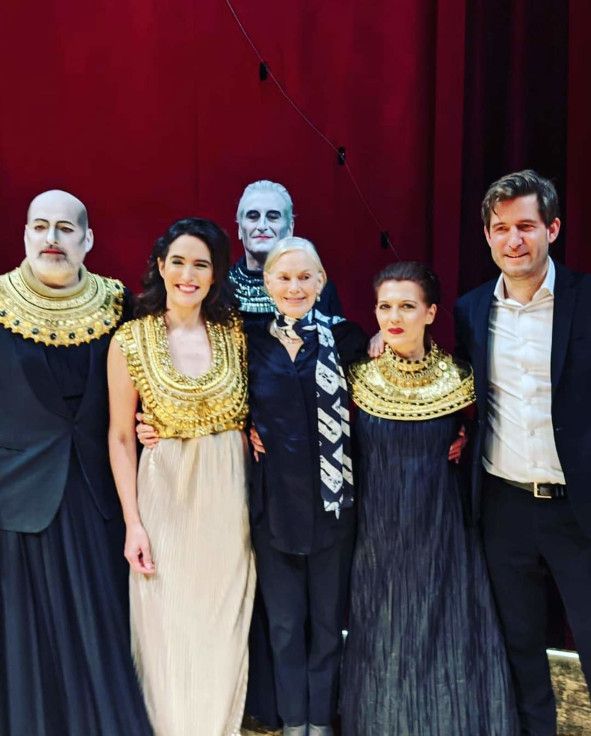 Opera Nice / Akhnaten von Philip Glass hier Joan Martin-Royo (Horemhab), Vincent le Texier (Aye), Julie Robard-Gendre (Néfertiti), Lucinda Childs (Scribe/Regie/Choregraphie), Patrizia Ciofi (Tye) Leo Warinsky (Musikalische Direktion) © Dominique Jaussein