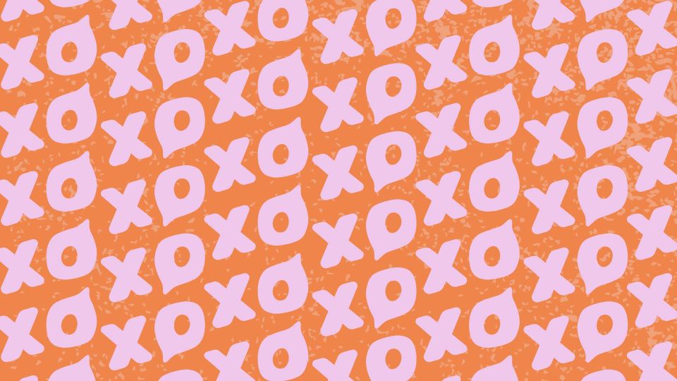 light pink xos over orange background