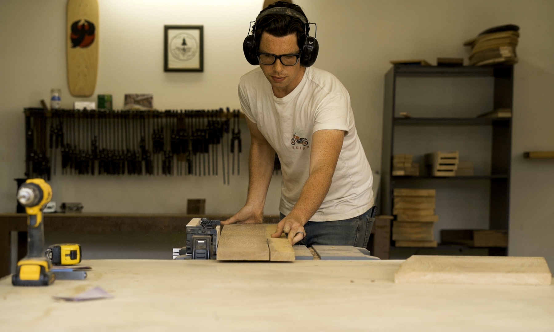 Phillip Stone using a table saw