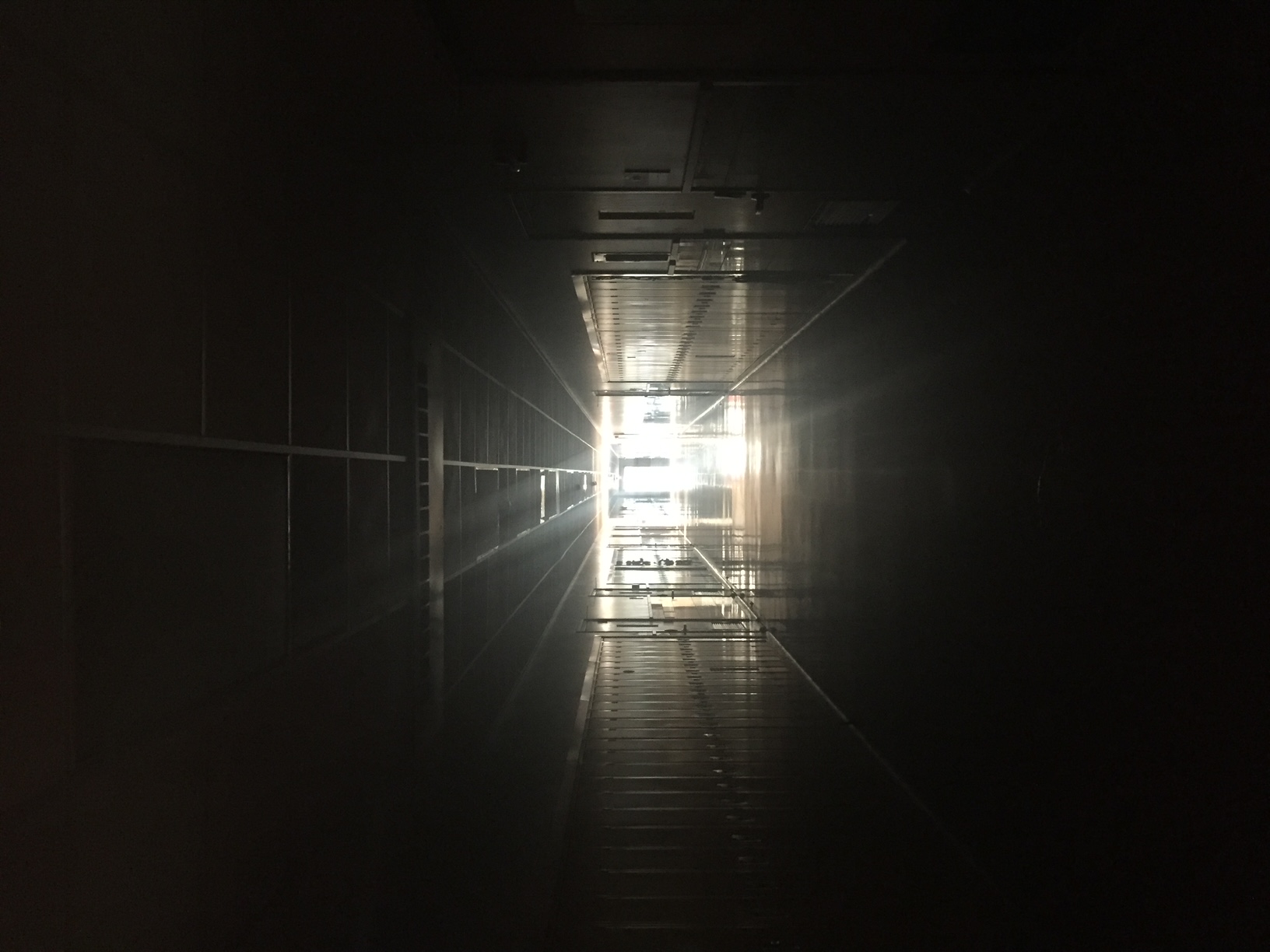 A dark hallway at Lincoln High School