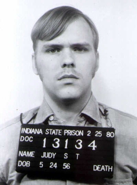 Black and white mugshot of Steven Judy