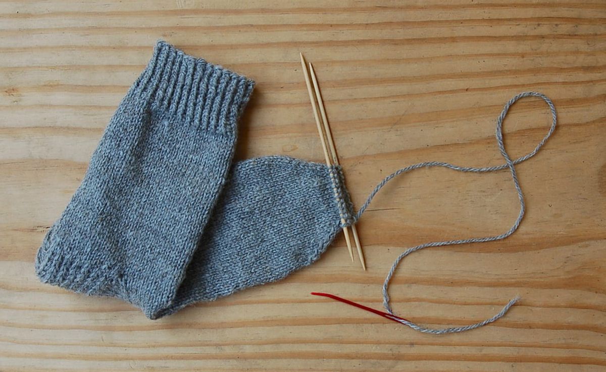 Lindsay Welsch Sveen chose to knit socks using the yarn from Marble Hill Farm's fleece crop. This photo shows the satisfying