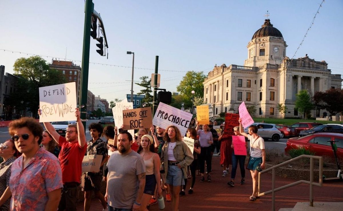 Activists gathered at the Monroe County Courthouse in 2022 for the “Take to the Streets — Defend Roe!” rally and march. Later