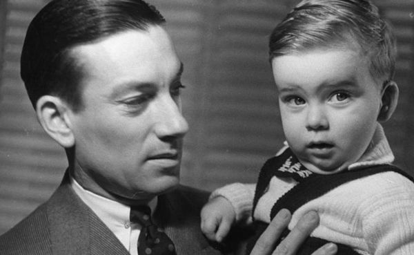 Hoagy Carmichael holds son Hoagy Bix in the early 1940s. More recently, Hoagy Bix was in town for IU Theatre’s production of