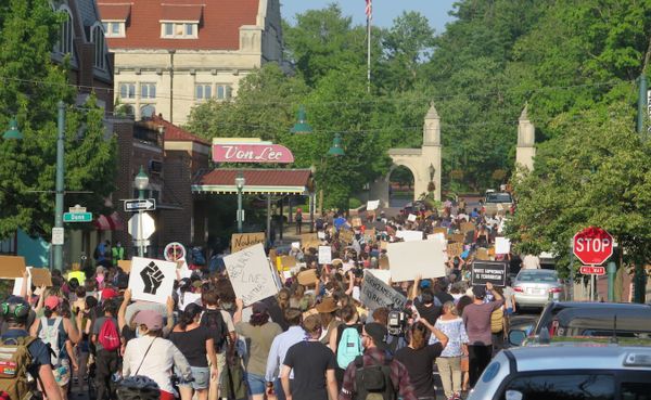 On two consecutive days in downtown Bloomington, protestors expressed outrage at the racial aggression, profiling, and anti-B