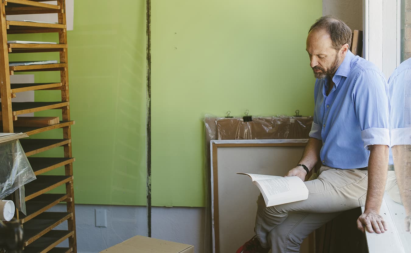 David Torneo is the co-founder of Ledge Mule Press, which produces intricate, bespoke, limited-run poetry books and is set to launch a 7-inch vinyl record featuring spoken-word performances by Matt Hart and Rachel McKibbens. | Photo by Natasha Komoda