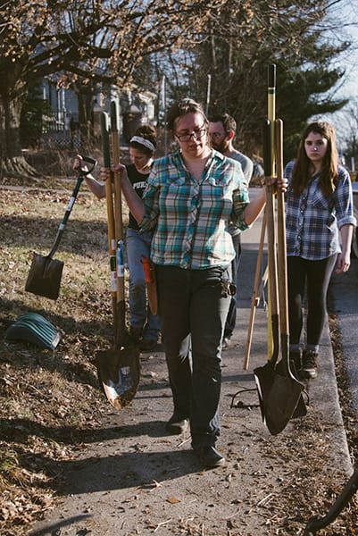 Rhonda Baird (center) teaches a Permaculture Design Certificate course through the Center for Sustainable Living. | Photo by Natasha Komoda