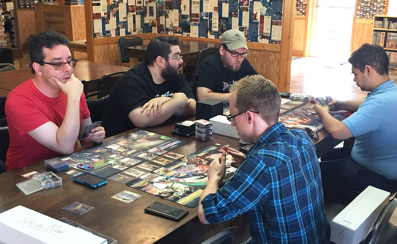 A group of gamers plays 