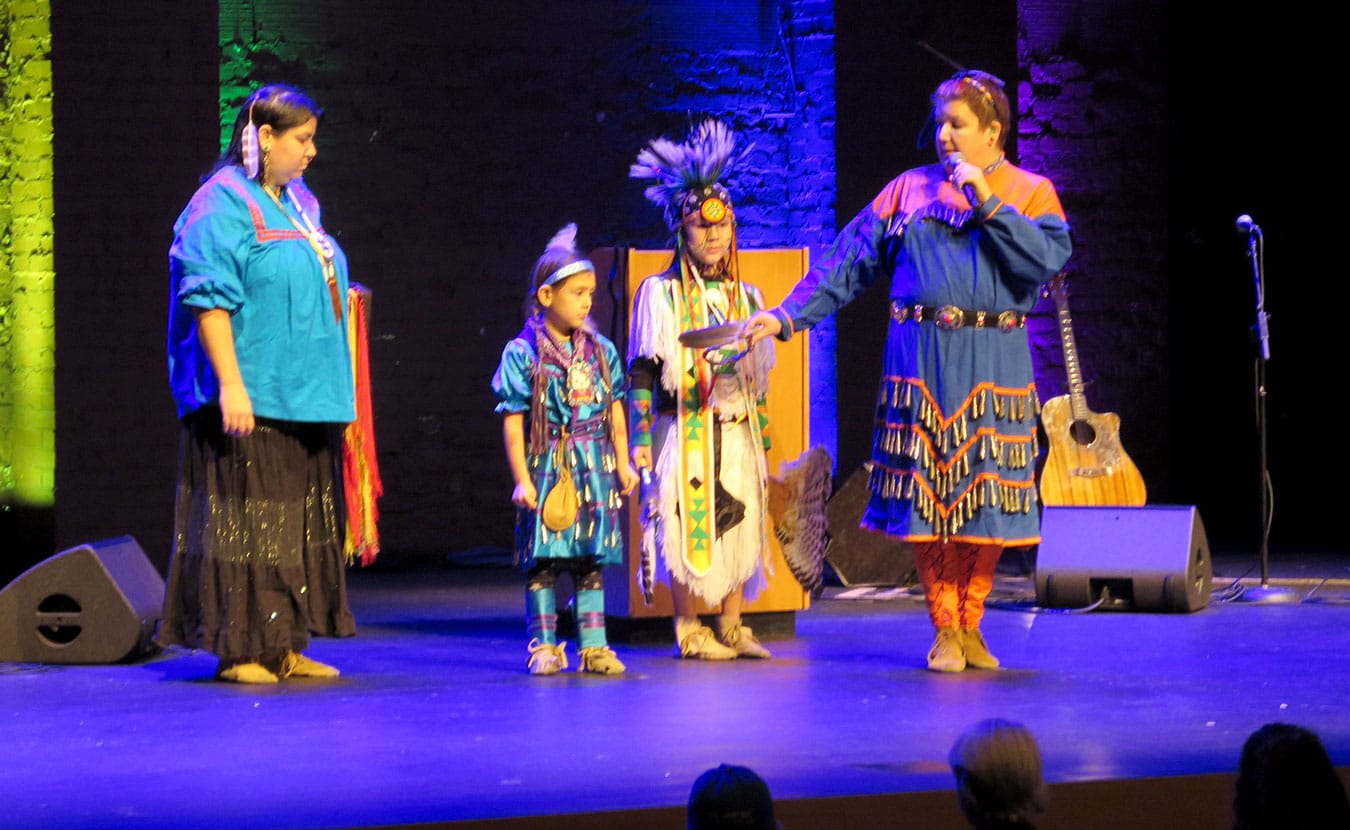 Martinez (right) speaks at Inaugurate the Revolution in January. | Limestone Post
