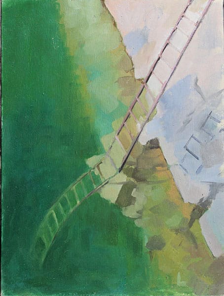 Meg Lagodzki's "Exit Strategy," oil on panel. | Image courtesy of Meg Lagodzki